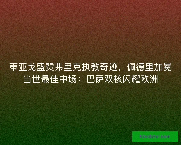 蒂亚戈盛赞弗里克执教奇迹，佩德里加冕当世最佳中场：巴萨双核闪耀欧洲