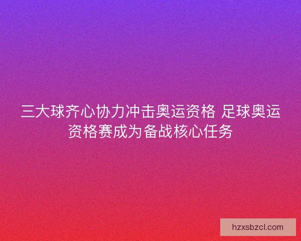 三大球齐心协力冲击奥运资格 足球奥运资格赛成为备战核心任务